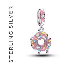 🌟 S925 Sterling Silver Donut Dangle Charm
